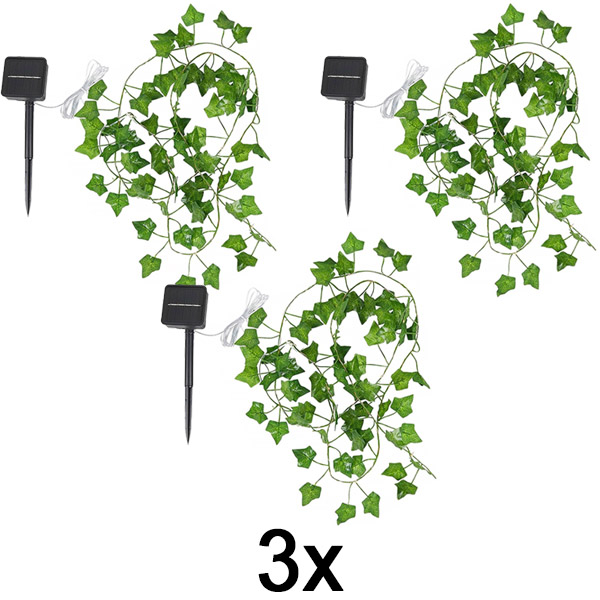 3x Napelemes világítás mesterséges levelekkel (5m) | LEAFGLO